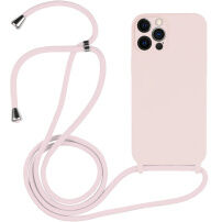 Silikonový kryt se šňůrkou pro iPhone 12 Pro - starorůžový