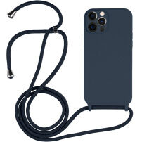 Silikonový kryt se šňůrkou pro iPhone 12 Pro - tmavě modrý