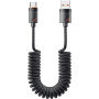 ESSAGER spirálový opletený nabíjecí a datový kabel - USB-A na USB-C - 1,2 m - černý