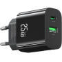 USAMS CC315 GaN rychlonabíjecí adaptér s porty USB-C / USB-A - 25W - černý