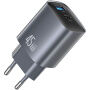 USAMS CC290 GaN rychlonabíjecí adaptér s porty USB-C / USB-A - 45W - šedý