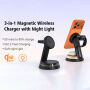 Q36-A Qi2 3v1 magnetický bezdrátový stojánek s lampou pro iPhone / Apple Watch / AirPods - 25W - bílý