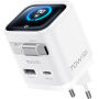 Yesido YC123 GaN sada adaptéru s displejem a porty USB-C / USB-A a výsuvného kabelu USB-C - 70W - bílá