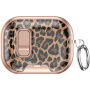 Obal s leopardím vzorem, zapínáním a karabinou pro AirPods Pro 2 - hnědý