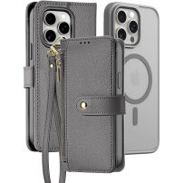 DUX DUCIS Lawa 2v1 odnímatelné flipové pouzdro s MagSafe a peněženkou pro iPhone 15 Pro - šedé