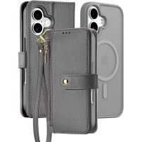 DUX DUCIS Lawa 2v1 odnímatelné flipové pouzdro s MagSafe a peněženkou pro iPhone 16 Plus - šedé