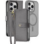 DUX DUCIS Lawa 2v1 odnímatelné flipové pouzdro s MagSafe a peněženkou pro iPhone 16 Pro - šedé