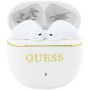 Guess Gold Line Glossy Classic Logo bezdrátová sluchátka - bílá