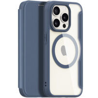 DUX DUCIS Skin X flipové pouzdro s MagSafe pro iPhone 15 Pro - tmavě modré