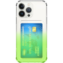 Dvoubarevný transparentní kryt s kapsou na kartu pro iPhone 13 Pro Max - zelený