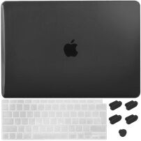ENKAY 3v1 lesklý kryt s ultra tenkým krytem EU klávesnice a záslepkami portů pro MacBook Air 13" (A2179 / A2337) - černý