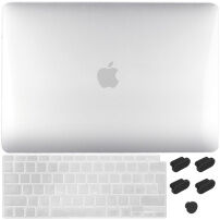 ENKAY 3v1 lesklý kryt s ultra tenkým krytem EU klávesnice a záslepkami portů pro MacBook Air 13" (A2179 / A2337) - čirý