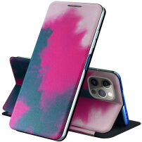 Flipové pouzdro se vzorem vodových barev pro iPhone 13 Pro - růžové