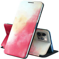 Flipové pouzdro se vzorem vodových barev pro iPhone 13 Pro Max - červené