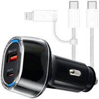 P78 sada autonabíječky s porty USB-C / USB-A a kabelu USB-C na USB-C / Lightning - 55W - 1 m - černá