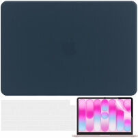 ENKAY 3v1 matný kryt s ultra tenkým krytem EU klávesnice a fólií na displej pro MacBook Neo (A3404) - tmavě modrý