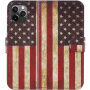 Flipové pouzdro se vzorem pro iPhone 11 Pro - retro vlajka USA