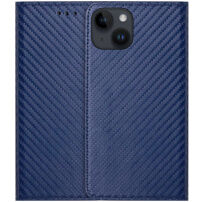 Flipové pouzdro se vzorem karbonových vláken pro iPhone 13 mini - tmavě modré