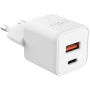 FIXED GaN mini rychlonabíjecí adaptér s porty USB-C / USB-A - 30W - bílý