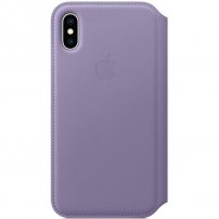 Apple Folio kožené flipové pouzdro pro iPhone XS - šeříkové