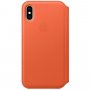 Apple Folio kožené flipové pouzdro pro iPhone XS - tmavě oranžové