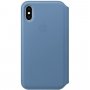 Apple Folio kožené flipové pouzdro pro iPhone XS - chrpově modré
