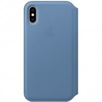 Apple Folio kožené flipové pouzdro pro iPhone XS - chrpově modré