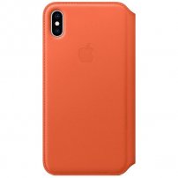 Apple Folio kožené flipové pouzdro pro iPhone XS Max - tmavě oranžové