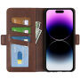 Flipové pouzdro z PU kůže pro iPhone 15 Pro Max - hnědé