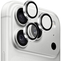 Rurihai tvrzená skla s kovovým rámečkem k ochraně čoček zadního fotoaparátu pro iPhone 18 Pro / 18 Pro Max - stříbrná