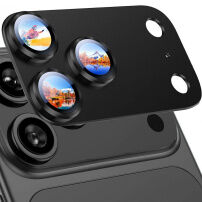 Rurihai tvrzené sklo s kovovým rámečkem k ochraně čoček fotoaparátu pro iPhone 18 Pro - černé