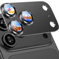 Rurihai tvrzené sklo s kovovým rámečkem k ochraně čoček fotoaparátu pro iPhone 18 Pro - tmavě šedé