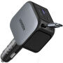 UGREEN EC604 sada autonabíječky s porty 2x USB-C / USB-A a výsuvného kabelu USB-C - 145W - 70 cm - šedá
