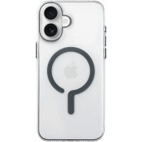 Transparentní kryt z tvrdého plastu s šedým MagSafe pro iPhone 16 - čirý