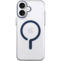 Transparentní kryt z tvrdého plastu s modrým MagSafe pro iPhone 16 Plus - čirý