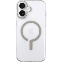 Transparentní kryt z tvrdého plastu s béžovým MagSafe pro iPhone 16 Plus - čirý