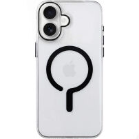 Transparentní kryt z tvrdého plastu s černým MagSafe pro iPhone 16 Plus - čirý