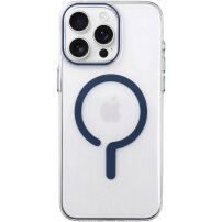 Transparentní kryt z tvrdého plastu s modrým MagSafe pro iPhone 16 Pro Max - čirý