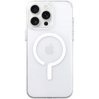 Transparentní kryt z tvrdého plastu s bílým MagSafe pro iPhone 16 Pro Max - čirý