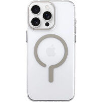Transparentní kryt z tvrdého plastu s béžovým MagSafe pro iPhone 16 Pro Max - čirý