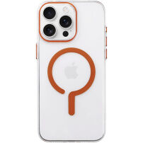 Transparentní kryt z tvrdého plastu s oranžovým MagSafe pro iPhone 16 Pro Max - čirý