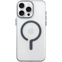 Transparentní kryt z tvrdého plastu s šedým MagSafe pro iPhone 16 Pro Max - čirý