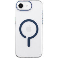 Transparentní kryt z tvrdého plastu s modrým MagSafe pro iPhone 16e / 17e - čirý