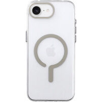 Transparentní kryt z tvrdého plastu s béžovým MagSafe pro iPhone 16e / 17e - čirý