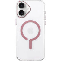 Transparentní kryt z tvrdého plastu s růžovým MagSafe pro iPhone 17 - čirý
