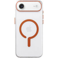 Transparentní kryt z tvrdého plastu s oranžovým MagSafe pro iPhone Air - čirý