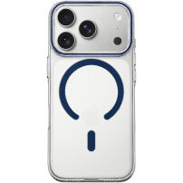 Transparentní kryt z tvrdého plastu s modrým MagSafe pro iPhone 17 Pro / 18 Pro - čirý
