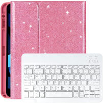 Třpytivé pouzdro s klávesnicí a prostorem na Apple Pencil pro iPad 10,9" (2022) / 11" (2025) - růžové