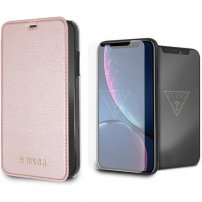 Guess Bundle pouzdro a tvrzené sklo pro iPhone XR / 11 - růžovozlaté