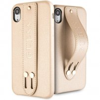 Guess Saffiano kryt s úchytem pro iPhone XR - béžový